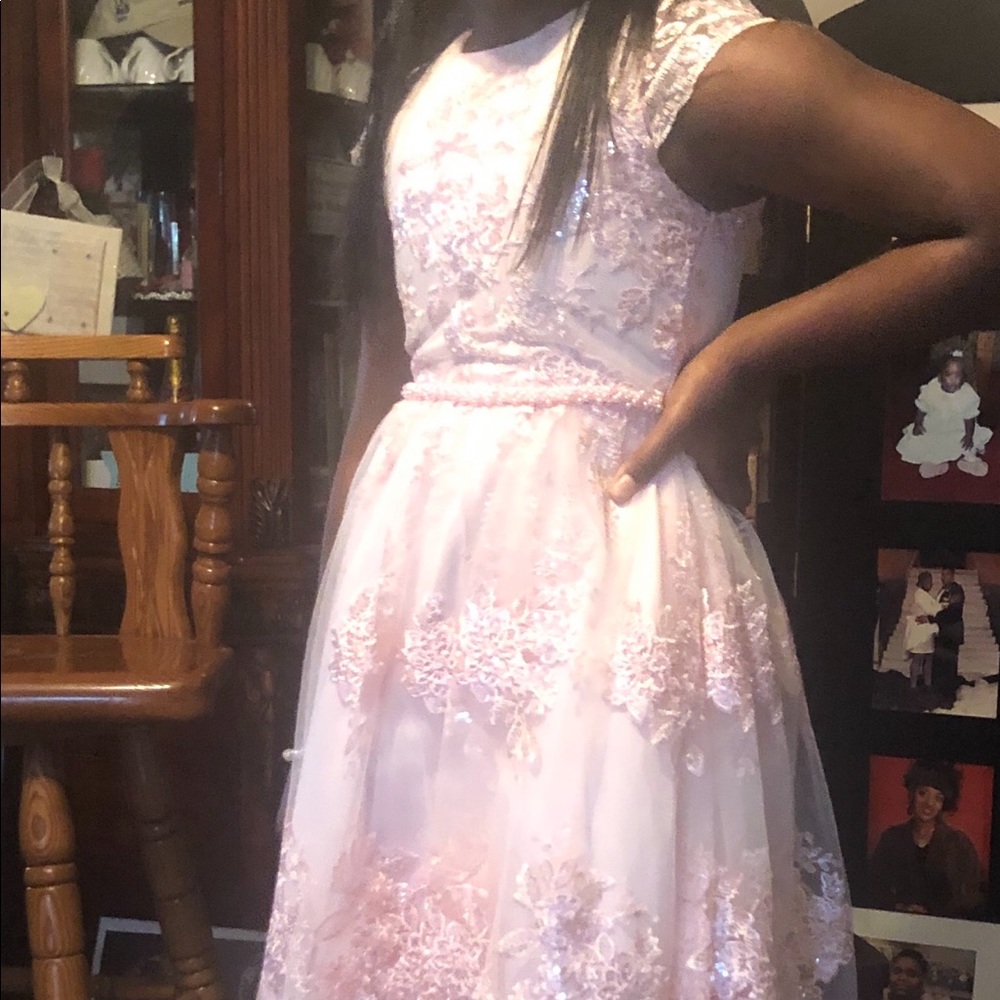 Blush pink floor length dress